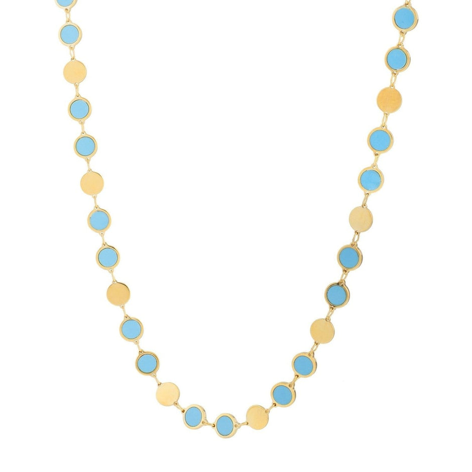 14k Yellow Gold Turquoise Geometric Mirror Gem Chain Necklace (5.00 mm) - Necklaces - Custom Crafting Alliance, LLC