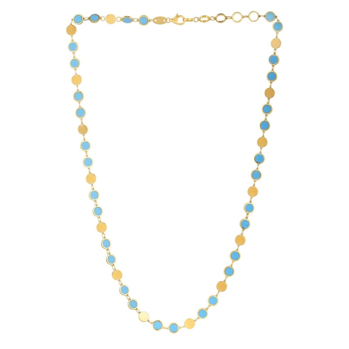 14k Yellow Gold Turquoise Geometric Mirror Gem Chain Necklace (5.00 mm) - Necklaces - Custom Crafting Alliance, LLC