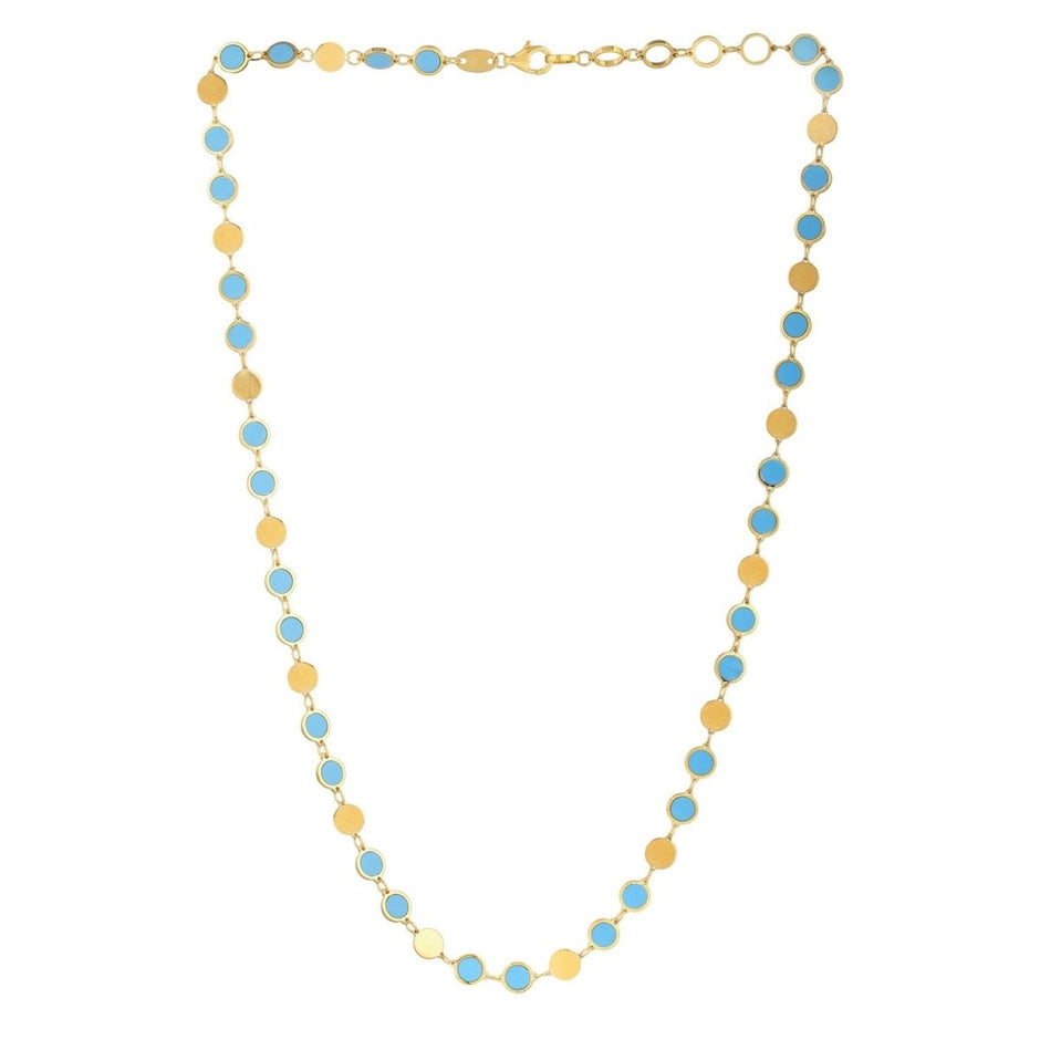 14k Yellow Gold Turquoise Geometric Mirror Gem Chain Necklace (5.00 mm) - Necklaces - Custom Crafting Alliance, LLC