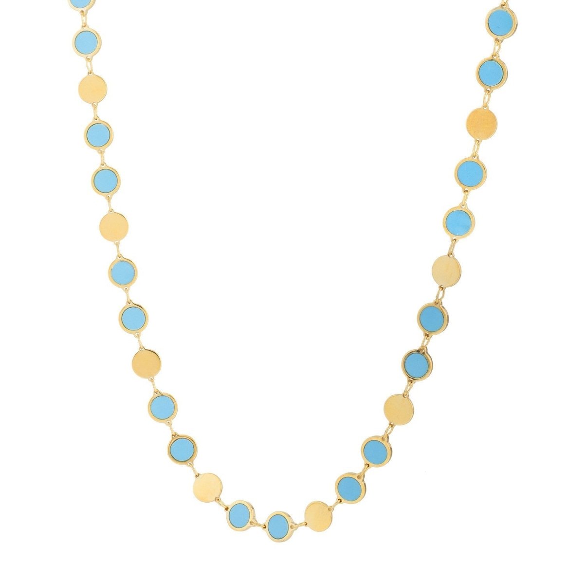 14k Yellow Gold Turquoise Geometric Mirror Gem Chain Necklace (5.00 mm) - Necklaces - Custom Crafting Alliance, LLC