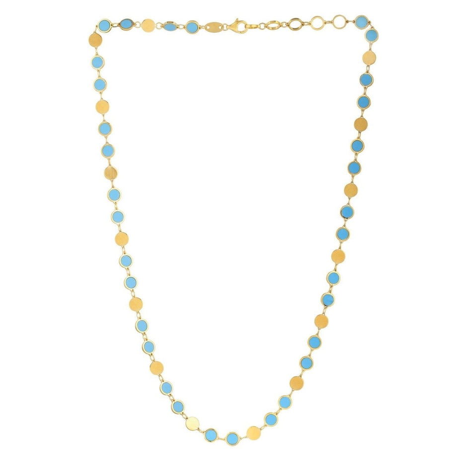 14k Yellow Gold Turquoise Geometric Mirror Gem Chain Necklace (5.00 mm) - Necklaces - Custom Crafting Alliance, LLC