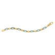 14k Yellow Gold Turquoise Paperclip Gem Link Bracelet (7.00 mm) - Bracelets - Custom Crafting Alliance, LLC