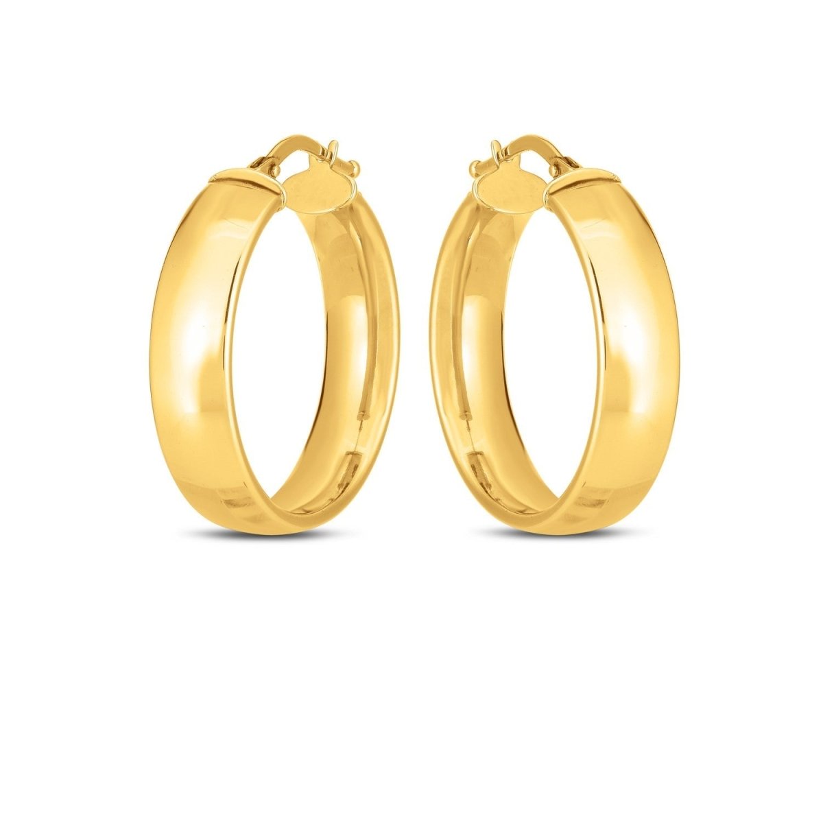14k Yellow Gold Wedding Band Hoops (6x25mm) - Earrings - Custom Crafting Alliance, LLC