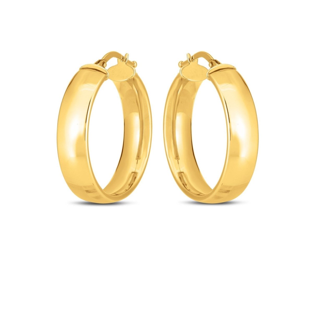 14k Yellow Gold Wedding Band Hoops (6x25mm) - Earrings - Custom Crafting Alliance, LLC