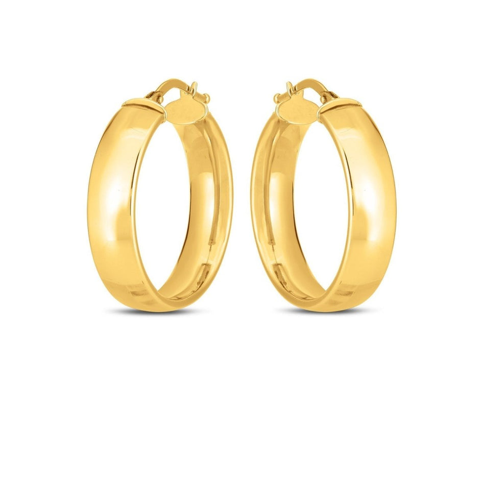 14k Yellow Gold Wedding Band Hoops (6x25mm) - Earrings - Custom Crafting Alliance, LLC