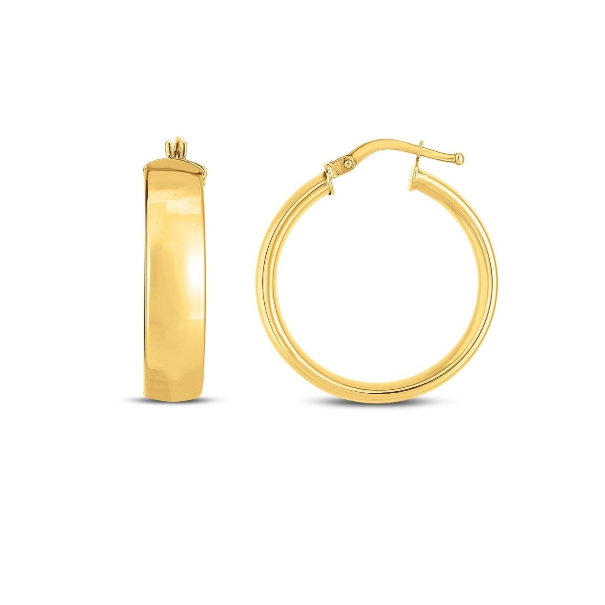14k Yellow Gold Wedding Band Hoops (6x25mm) - Earrings - Custom Crafting Alliance, LLC