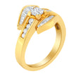 14K Yellow Gold 1.0 Cttw Princess Diamond Geometric Cocktail Ring
