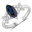 1.50 Carat Genuine Blue Sapphire and White Diamond 14K White Gold Ring - Rings - Custom Crafting Alliance, LLC