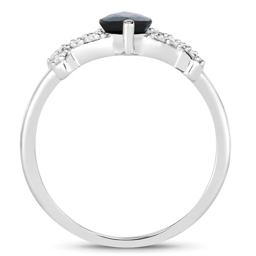 1.50 Carat Genuine Blue Sapphire and White Diamond 14K White Gold Ring - Rings - Custom Crafting Alliance, LLC