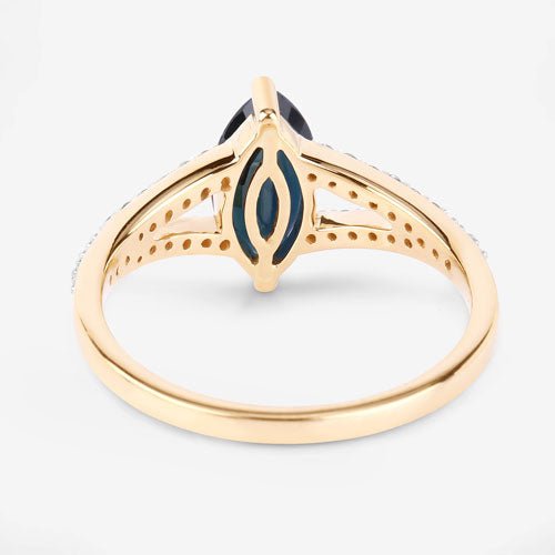 1.50 Carat Genuine Blue Sapphire and White Diamond 14K Yellow Gold Ring - Rings - Custom Crafting Alliance, LLC