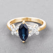 1.50 Carat Genuine Blue Sapphire and White Diamond 14K Yellow Gold Ring - Rings - Custom Crafting Alliance, LLC