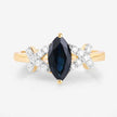 1.50 Carat Genuine Blue Sapphire and White Diamond 14K Yellow Gold Ring - Rings - Custom Crafting Alliance, LLC