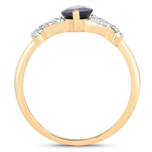 1.50 Carat Genuine Blue Sapphire and White Diamond 14K Yellow Gold Ring - Rings - Custom Crafting Alliance, LLC