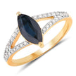 1.50 Carat Genuine Blue Sapphire and White Diamond 14K Yellow Gold Ring - Rings - Custom Crafting Alliance, LLC
