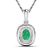 1.50 Carat Genuine Zambian Emerald and White Diamond 14K White Gold Pendant - Pendants - Custom Crafting Alliance, LLC