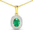 1.50 Carat Genuine Zambian Emerald and White Diamond 14K Yellow Gold Pendant - Pendants - Custom Crafting Alliance, LLC