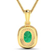 1.50 Carat Genuine Zambian Emerald and White Diamond 14K Yellow Gold Pendant - Pendants - Custom Crafting Alliance, LLC