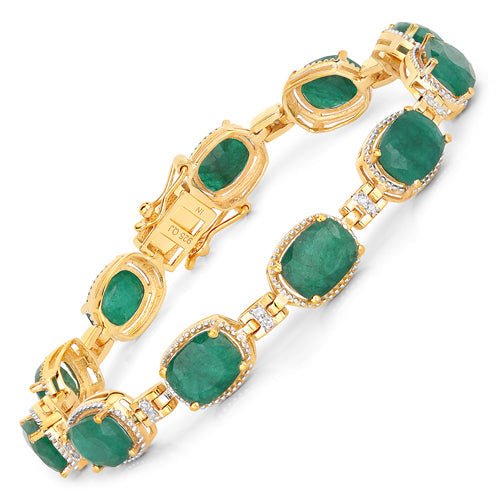 15.06 Carat Dyed Emerald and White Diamond .925 Sterling Silver Bracelet - Bracelets - Custom Crafting Alliance, LLC