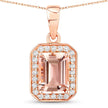 1.51 Carat Genuine Morganite and White Diamond 14K Rose Gold Pendant - Pendants - Custom Crafting Alliance, LLC