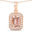 1.51 Carat Genuine Morganite and White Diamond 14K Rose Gold Pendant - Pendants - Custom Crafting Alliance, LLC