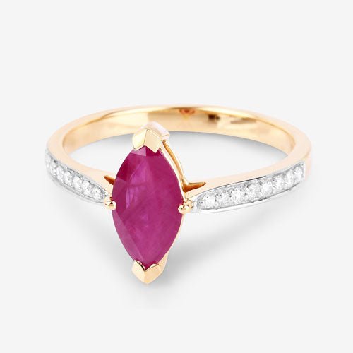 1.51 Carat Genuine Ruby and White Diamond 14K Yellow Gold Ring - Rings - Custom Crafting Alliance, LLC