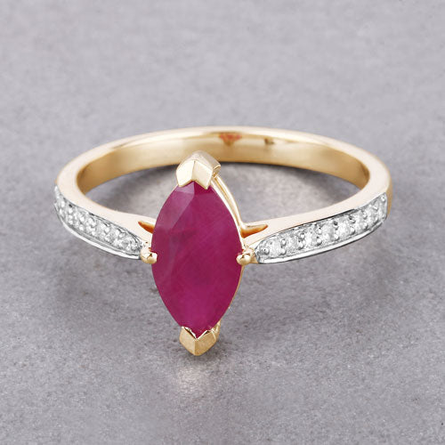 1.51 Carat Genuine Ruby and White Diamond 14K Yellow Gold Ring - Rings - Custom Crafting Alliance, LLC