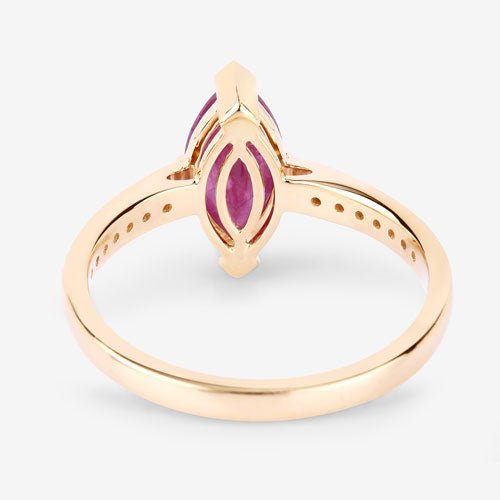1.51 Carat Genuine Ruby and White Diamond 14K Yellow Gold Ring - Rings - Custom Crafting Alliance, LLC
