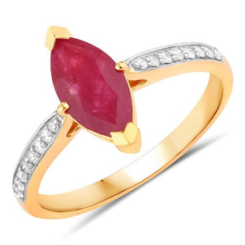 1.51 Carat Genuine Ruby and White Diamond 14K Yellow Gold Ring - Rings - Custom Crafting Alliance, LLC