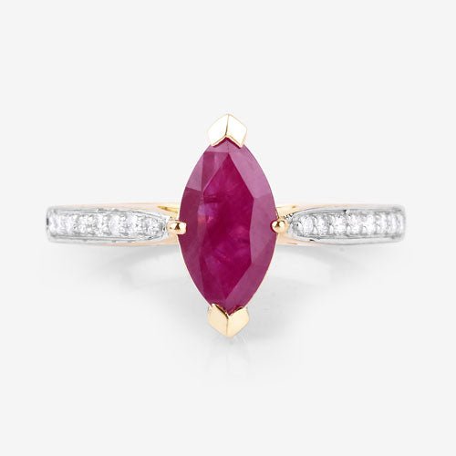 1.51 Carat Genuine Ruby and White Diamond 14K Yellow Gold Ring - Rings - Custom Crafting Alliance, LLC
