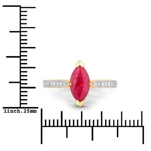 1.51 Carat Genuine Ruby and White Diamond 14K Yellow Gold Ring - Rings - Custom Crafting Alliance, LLC
