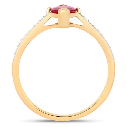 1.51 Carat Genuine Ruby and White Diamond 14K Yellow Gold Ring - Rings - Custom Crafting Alliance, LLC