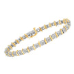 Two-Tone 10K Yellow Gold over .925 Sterling Silver 1.0 Cttw Diamond S-Curve Link Miracle-Set Tennis Bracelet (I-J Color, I3 Clarity) - 7