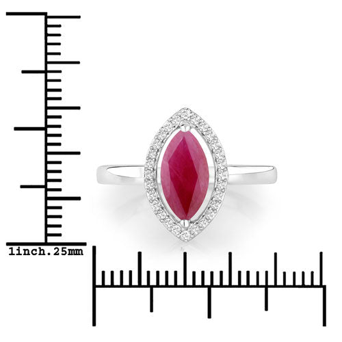 1.52 Carat Genuine Ruby and White Diamond 10K White Gold Ring - Rings - Custom Crafting Alliance, LLC