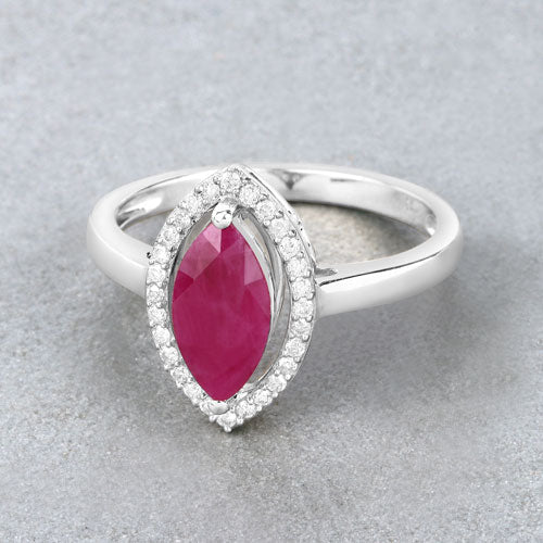 1.52 Carat Genuine Ruby and White Diamond 10K White Gold Ring - Rings - Custom Crafting Alliance, LLC