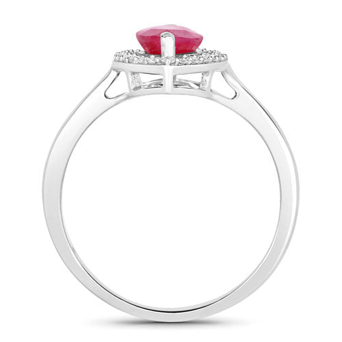 1.52 Carat Genuine Ruby and White Diamond 10K White Gold Ring - Rings - Custom Crafting Alliance, LLC