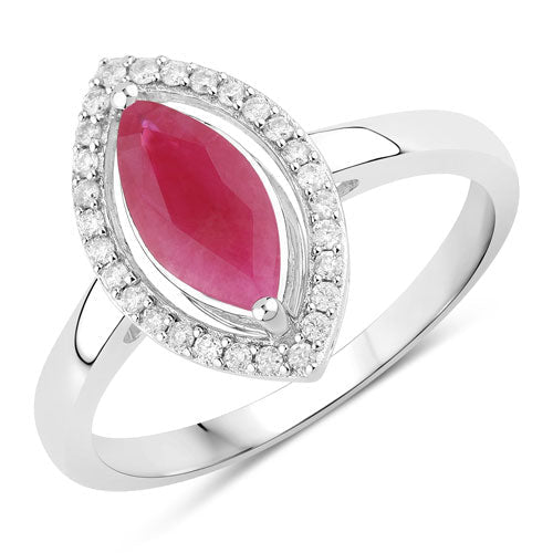 1.52 Carat Genuine Ruby and White Diamond 10K White Gold Ring - Rings - Custom Crafting Alliance, LLC