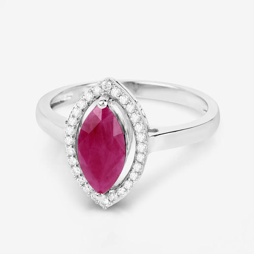 1.52 Carat Genuine Ruby and White Diamond 10K White Gold Ring - Rings - Custom Crafting Alliance, LLC