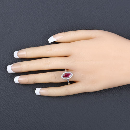 1.52 Carat Genuine Ruby and White Diamond 10K White Gold Ring - Rings - Custom Crafting Alliance, LLC