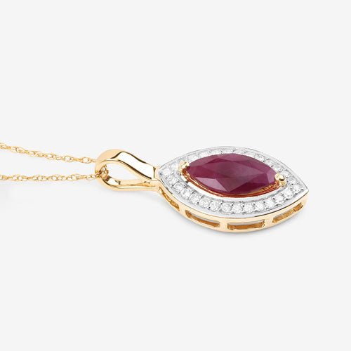 1.52 Carat Genuine Ruby and White Diamond 10K Yellow Gold Pendant - Pendants - Custom Crafting Alliance, LLC