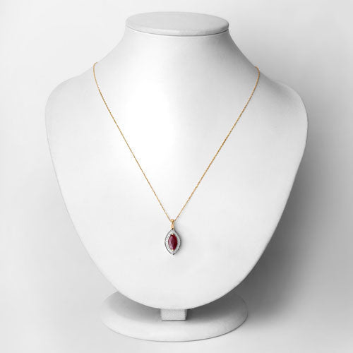 1.52 Carat Genuine Ruby and White Diamond 10K Yellow Gold Pendant - Pendants - Custom Crafting Alliance, LLC