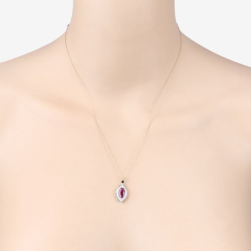 1.52 Carat Genuine Ruby and White Diamond 10K Yellow Gold Pendant - Pendants - Custom Crafting Alliance, LLC