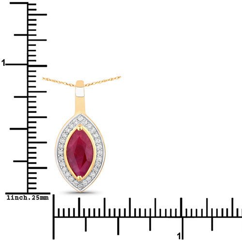 1.52 Carat Genuine Ruby and White Diamond 10K Yellow Gold Pendant - Pendants - Custom Crafting Alliance, LLC