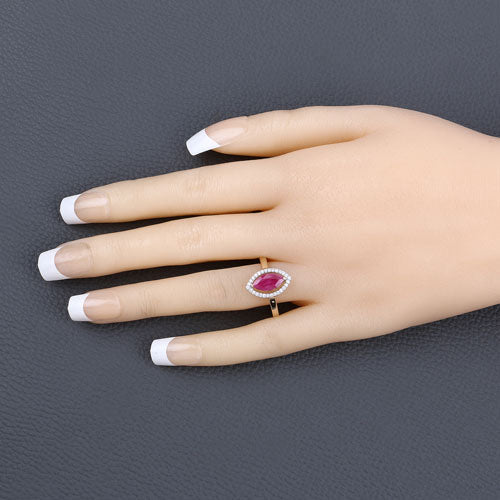 1.52 Carat Genuine Ruby and White Diamond 10K Yellow Gold Ring - Rings - Custom Crafting Alliance, LLC