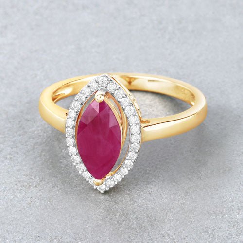 1.52 Carat Genuine Ruby and White Diamond 10K Yellow Gold Ring - Rings - Custom Crafting Alliance, LLC