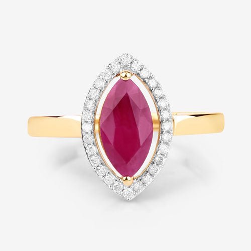 1.52 Carat Genuine Ruby and White Diamond 10K Yellow Gold Ring - Rings - Custom Crafting Alliance, LLC
