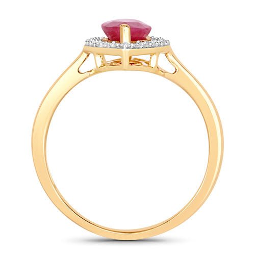 1.52 Carat Genuine Ruby and White Diamond 10K Yellow Gold Ring - Rings - Custom Crafting Alliance, LLC