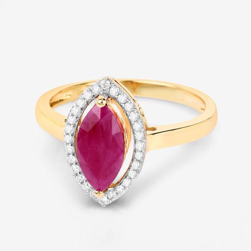 1.52 Carat Genuine Ruby and White Diamond 10K Yellow Gold Ring - Rings - Custom Crafting Alliance, LLC