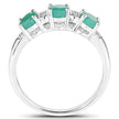 0.90 Carat Genuine Emerald and White Topaz .925 Sterling Silver Ring