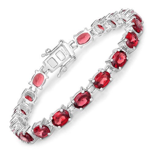 15.30 Carat Genuine Garnet .925 Sterling Silver Bracelet - Bracelets - Custom Crafting Alliance, LLC