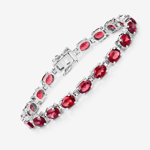 15.30 Carat Genuine Garnet .925 Sterling Silver Bracelet - Bracelets - Custom Crafting Alliance, LLC